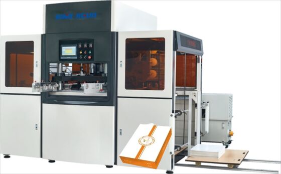 JIGUO YH-1060G อัตโนมัติ Servo Hot Stamping Machine ความหนาแผ่นที่เหมาะสม:120-3000gsm ความเร็วการทํางาน Stamping:1100~1400 s/h จํานวนของม้วน stamping:สามม้วน